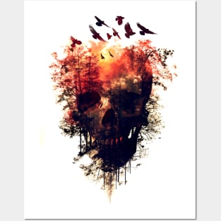 Skull Double Exposure Posters and Art